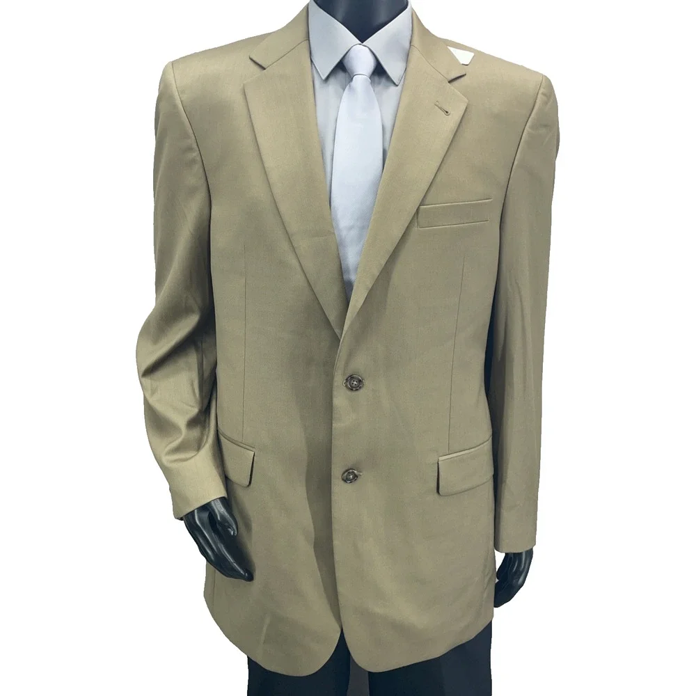 NWOT Jos A Bank Signature Mens 42L Tan/Taupe Wool Blazer 2 Butt Sport Coat